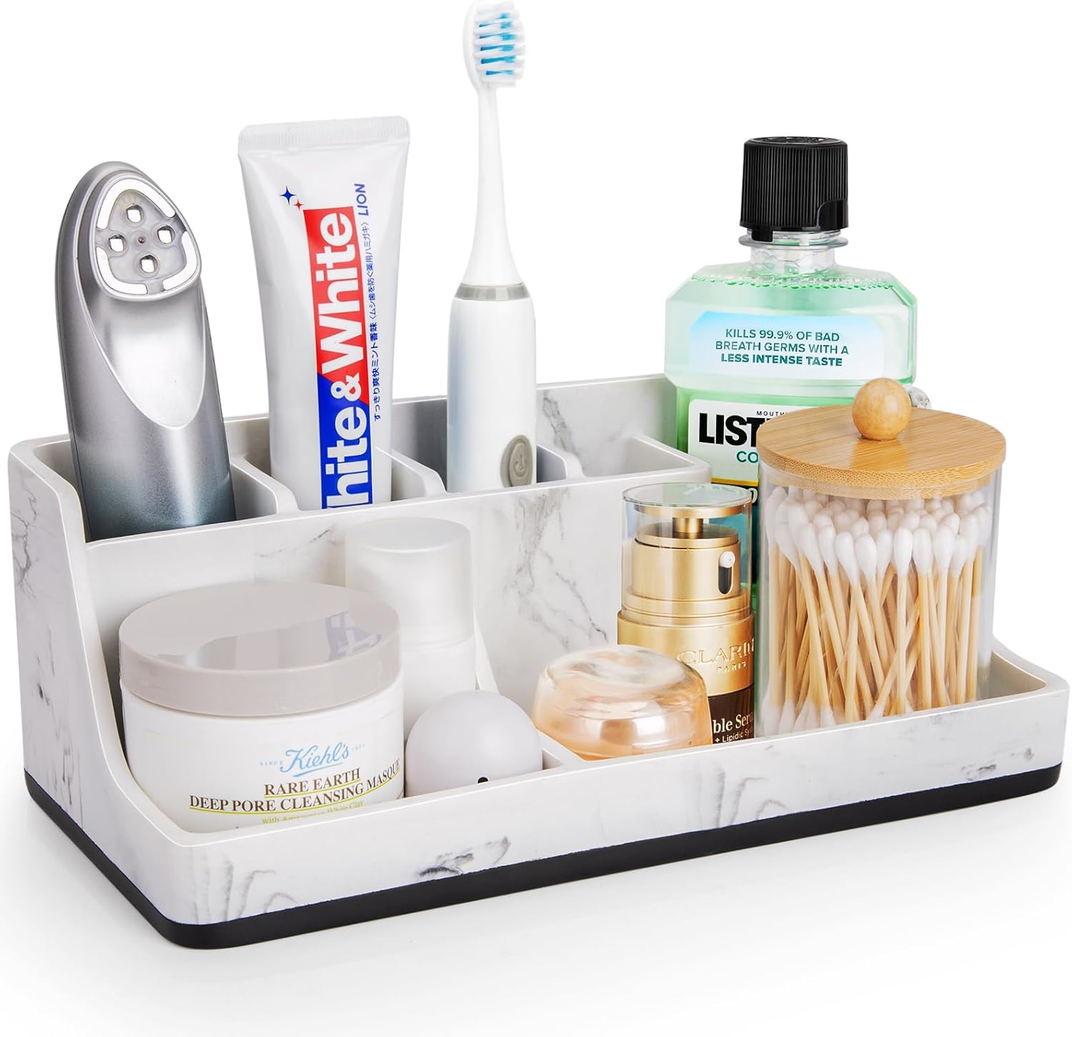 Marble-Effect Toothbrush Organizer