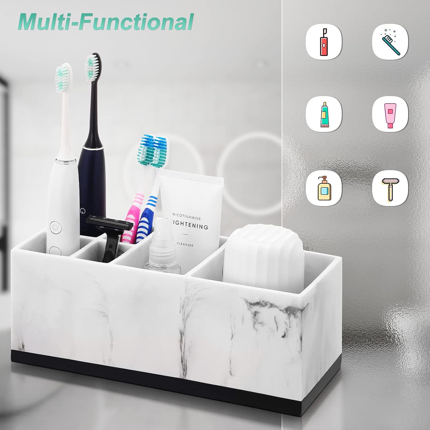 VITVITI 6 Compartment Toothbrush Holder for Bathroom Sink Countertop Organizer