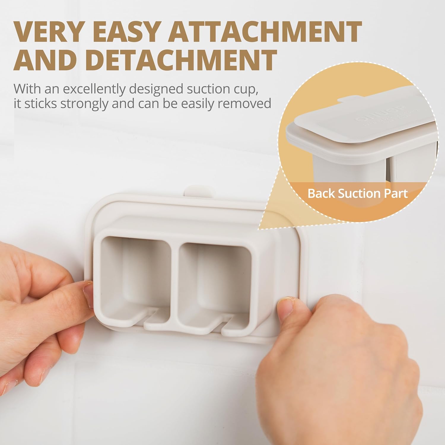 Efficient compact silicone suction holder 2-slot wall-mounded for small spaces