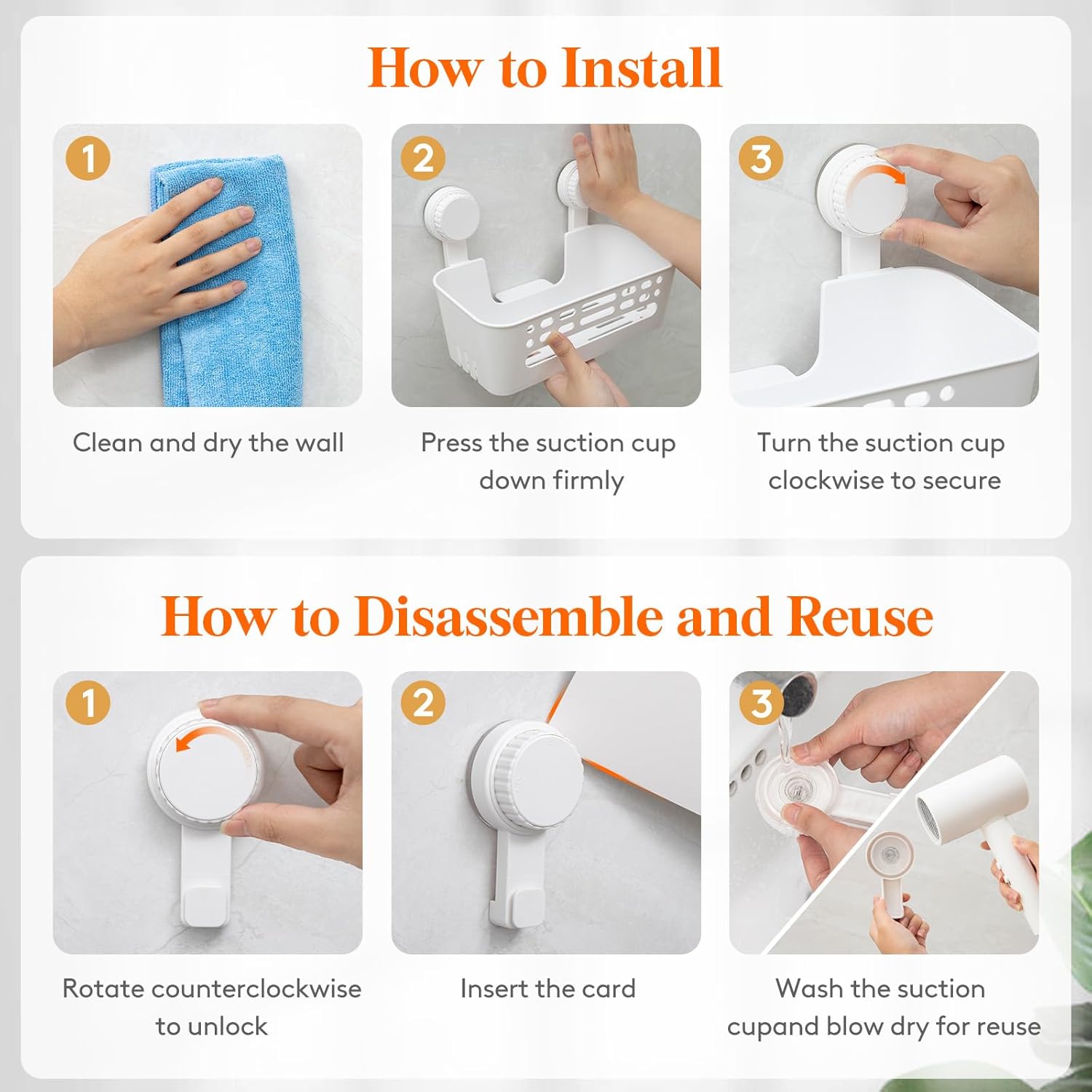 Effortless Suction Cup Shower Caddy