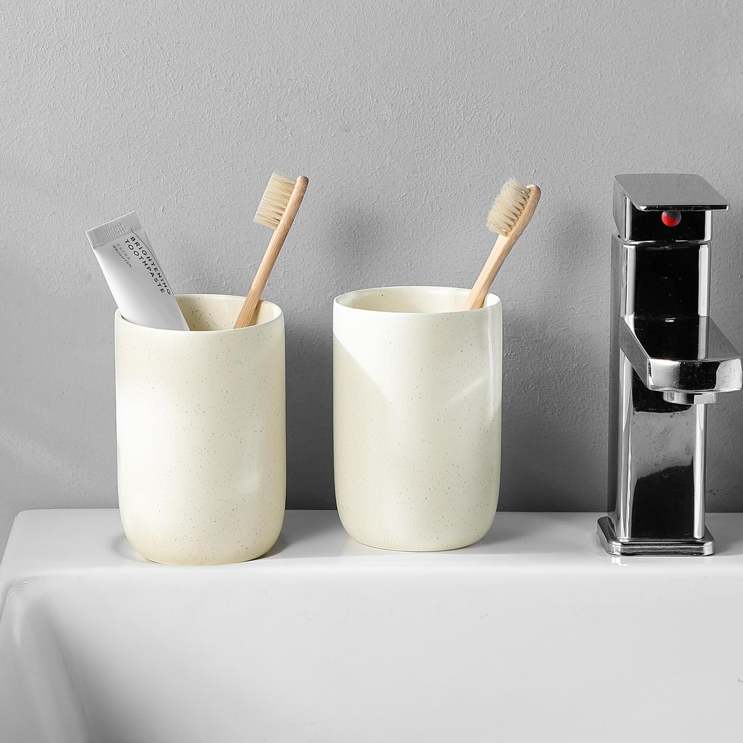 Ceramic Toothbrush Holder - Durable Eco-Friendly Bathroom Organizer