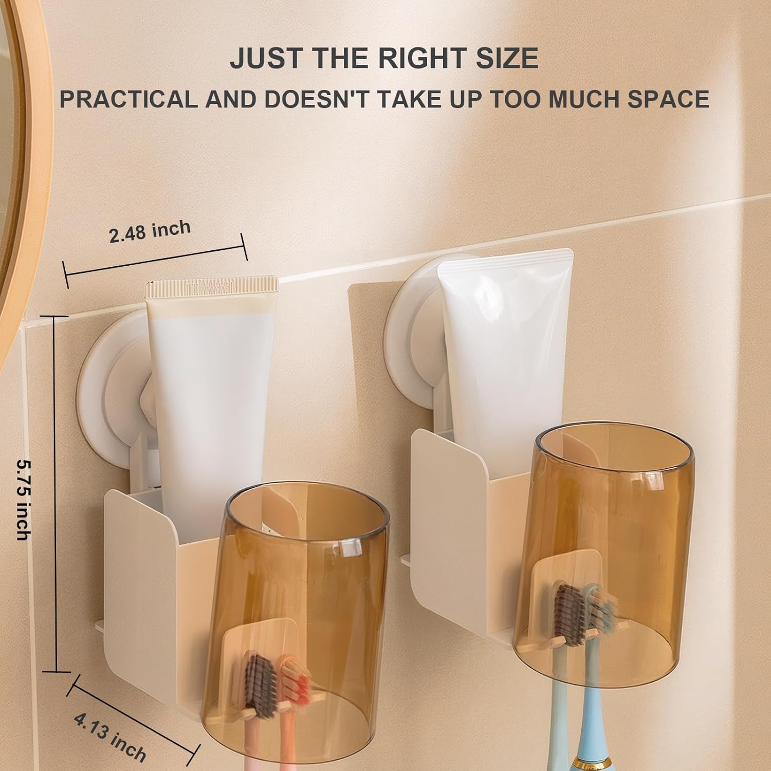 White Compact Wall-Mounted Toothbrush Holder