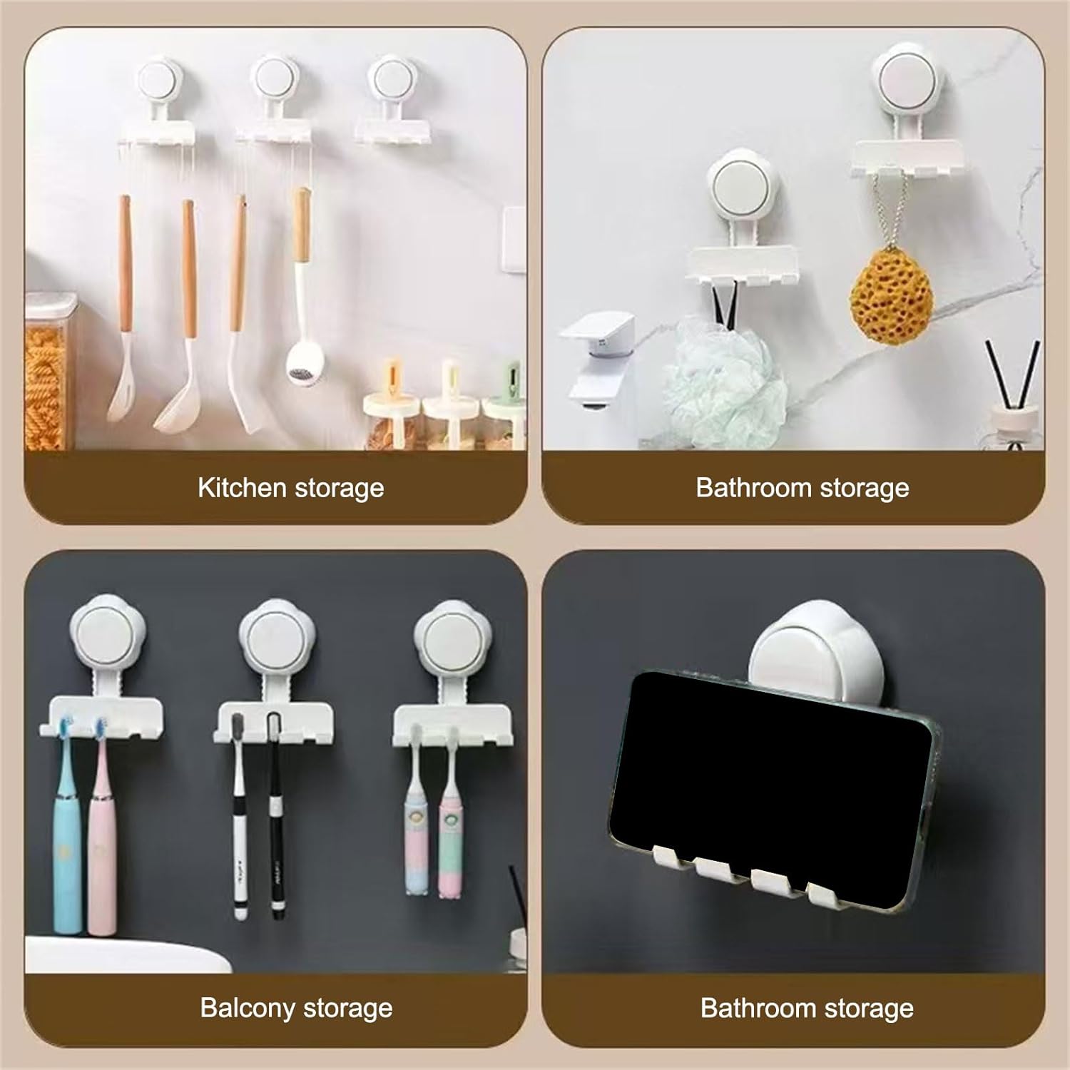 Easy Install Suction Cup Retrieves Toothbrush Holder for Bathroom