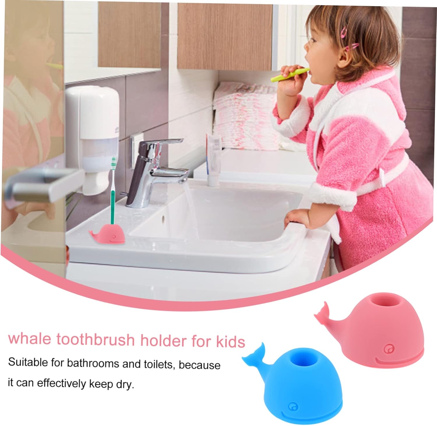 Alipis 2-Piece Blue Toothbrush Holder with Whales