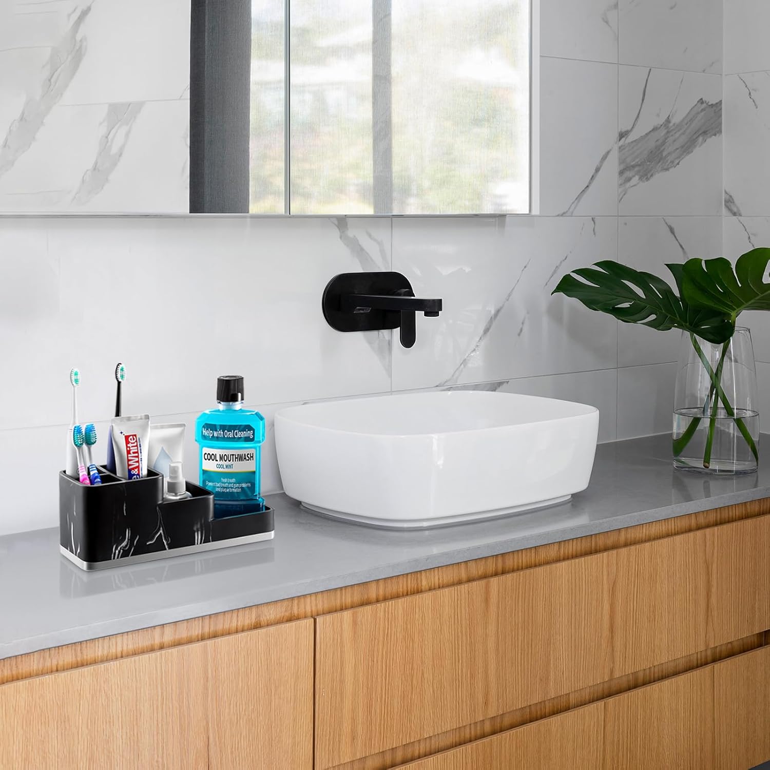 VITVITI Resin Toothbrush Holder 5 Compartment Bathroom Organizer