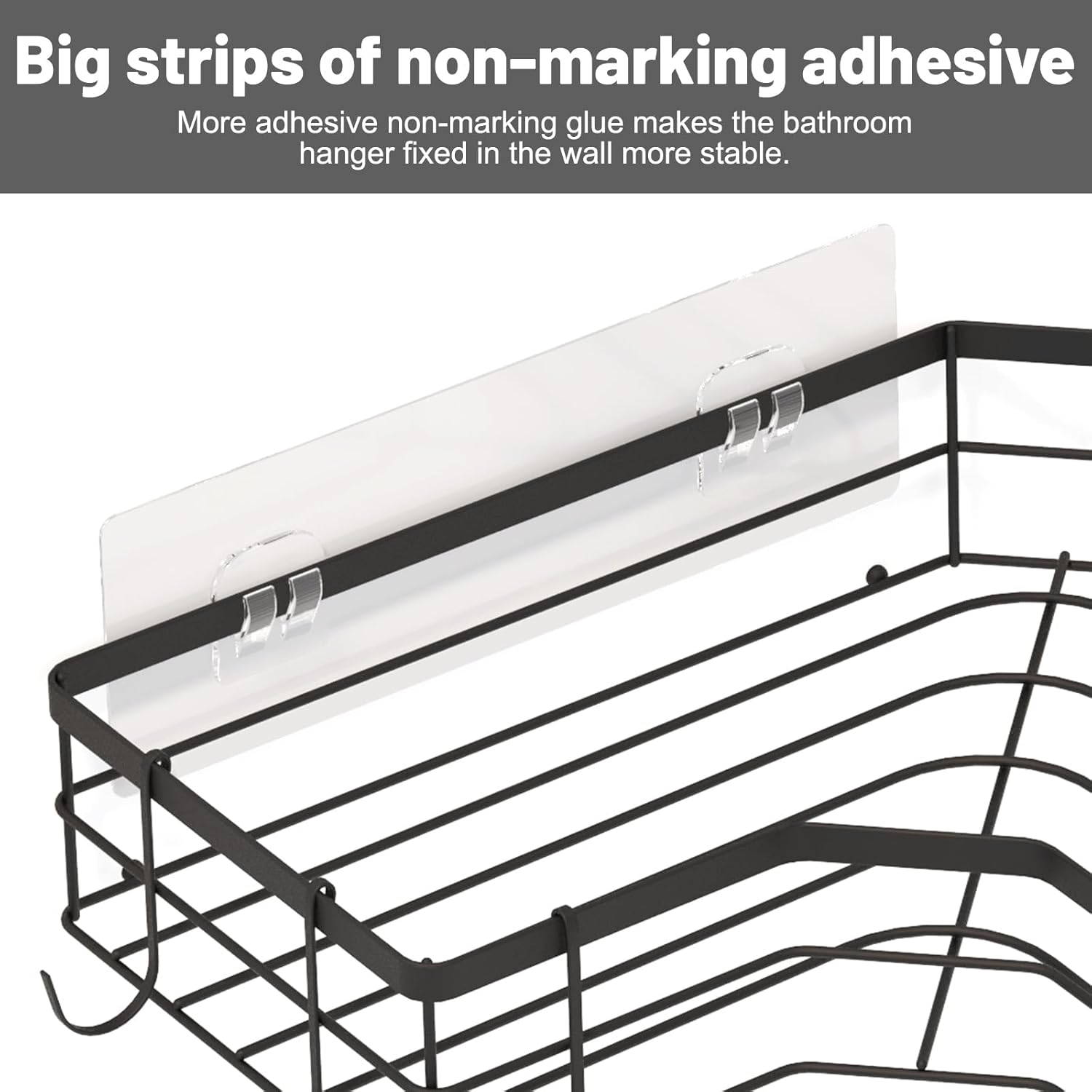 4-Pack Folding Showers Organizers Black No Drilling Durable