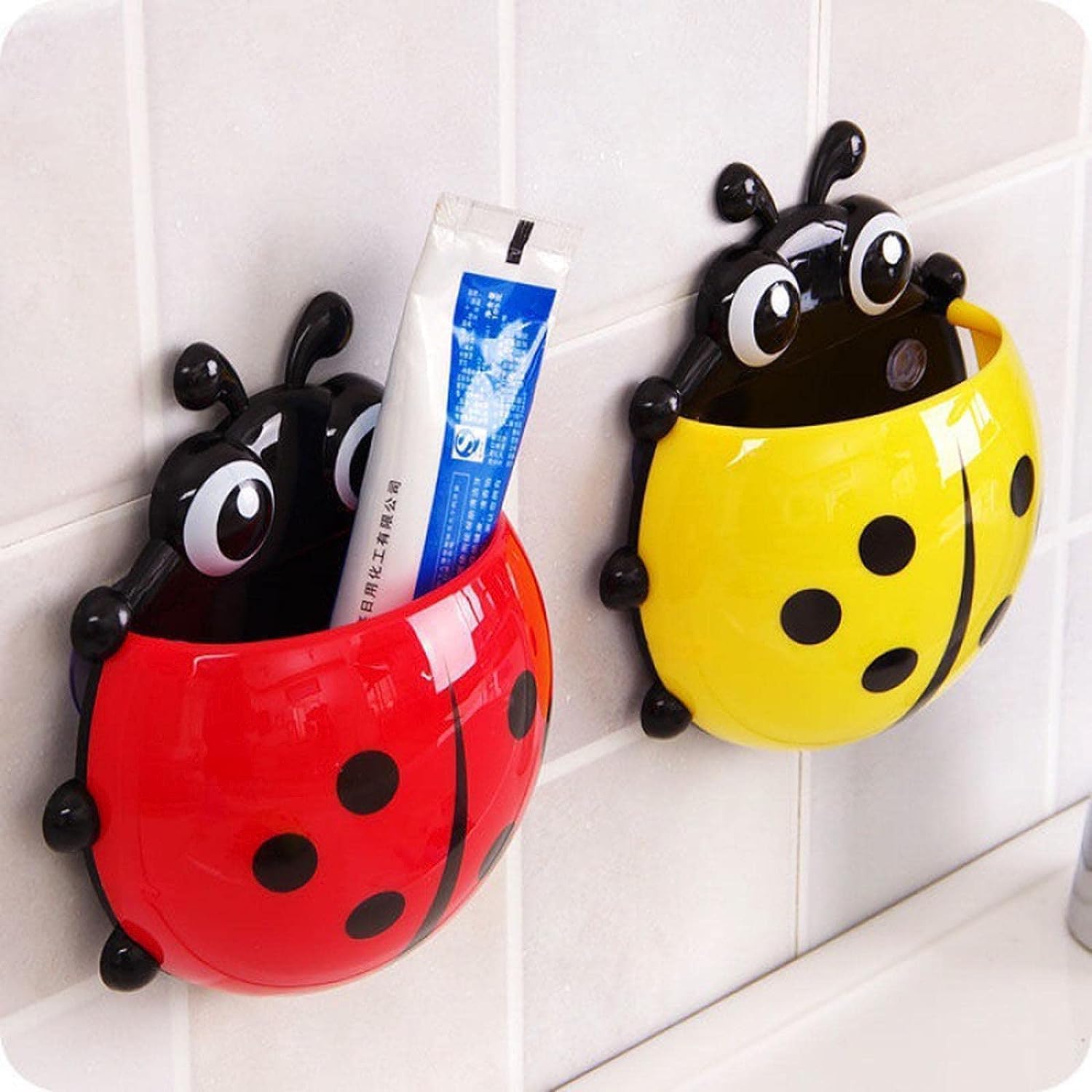 Red Ladybug Toothbrush Holder with Suction Cup