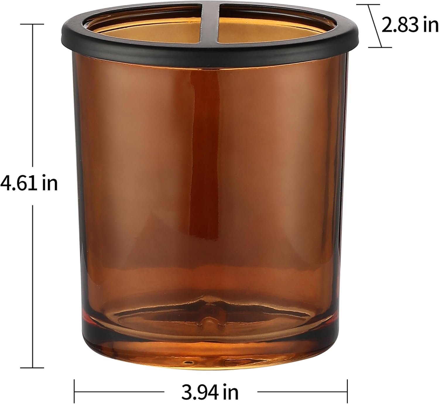 H Halston Amber Wide Glass Toothbrush Holder