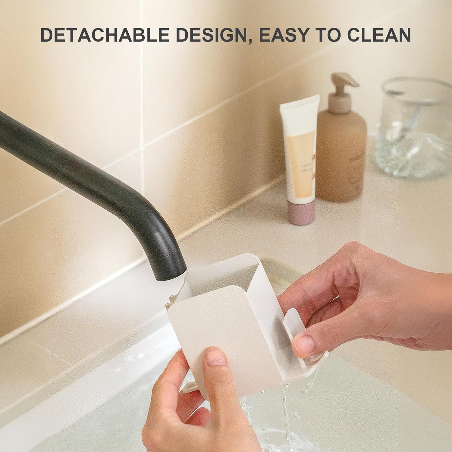 White Compact Wall-Mounted Toothbrush Holder