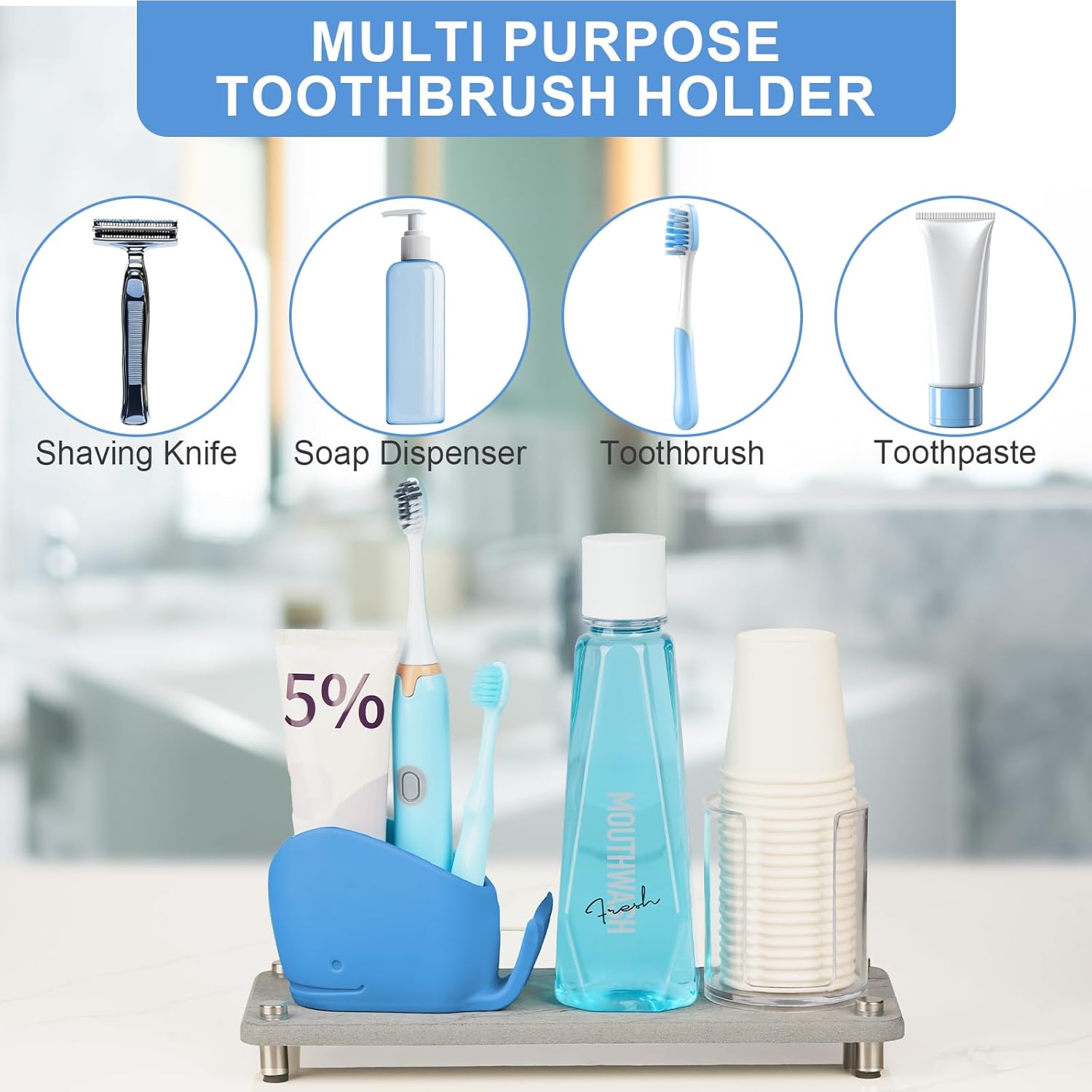 Cute Whale Toothbrush Holder for Kids and Adults