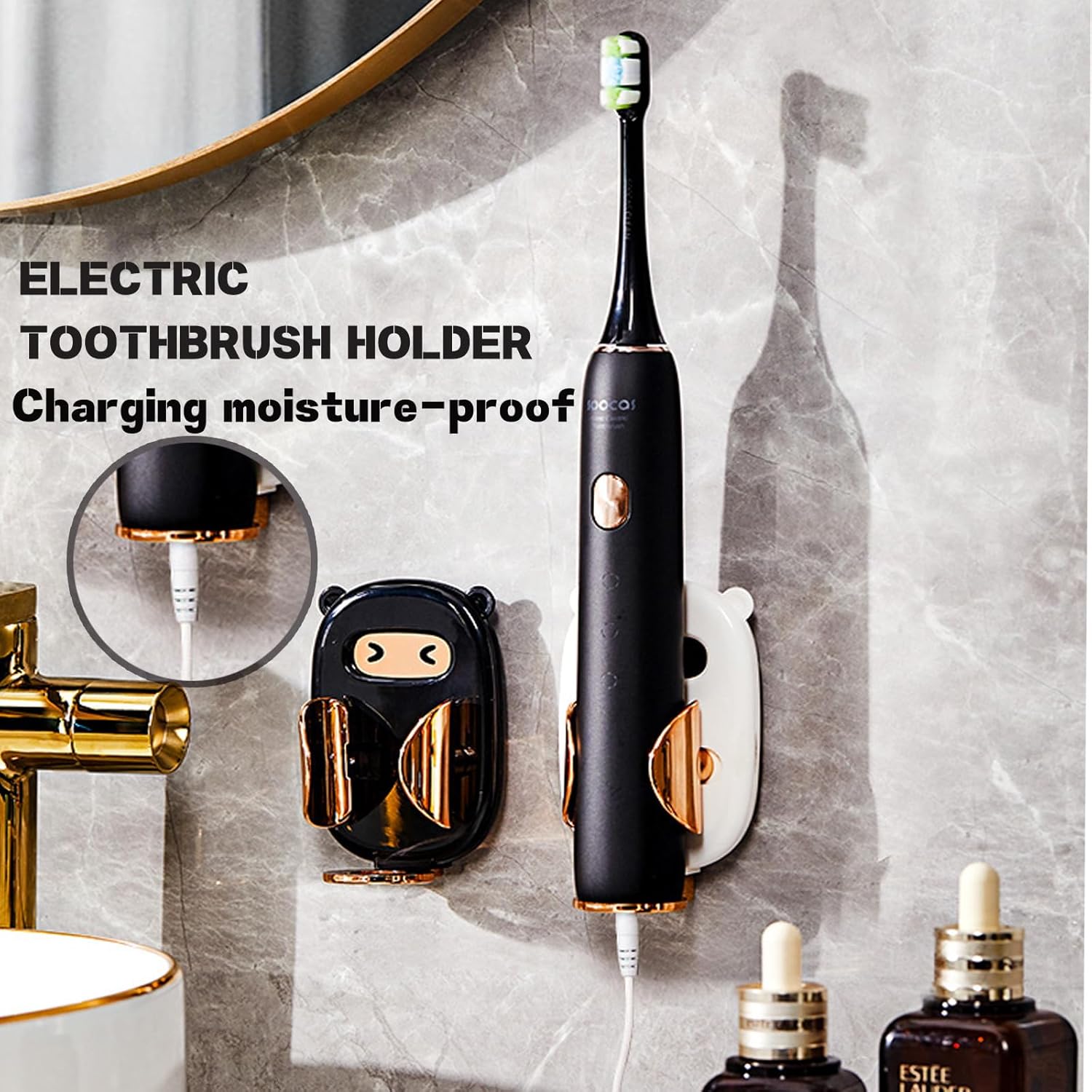 Electric Toothbrush Holder with Gravity Retracting Bracket