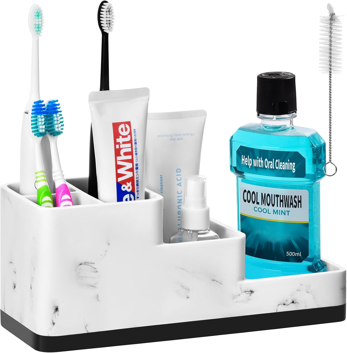 VITVITI 5 Compartment Toothbrush Holder Marble Design Bathroom Organizer