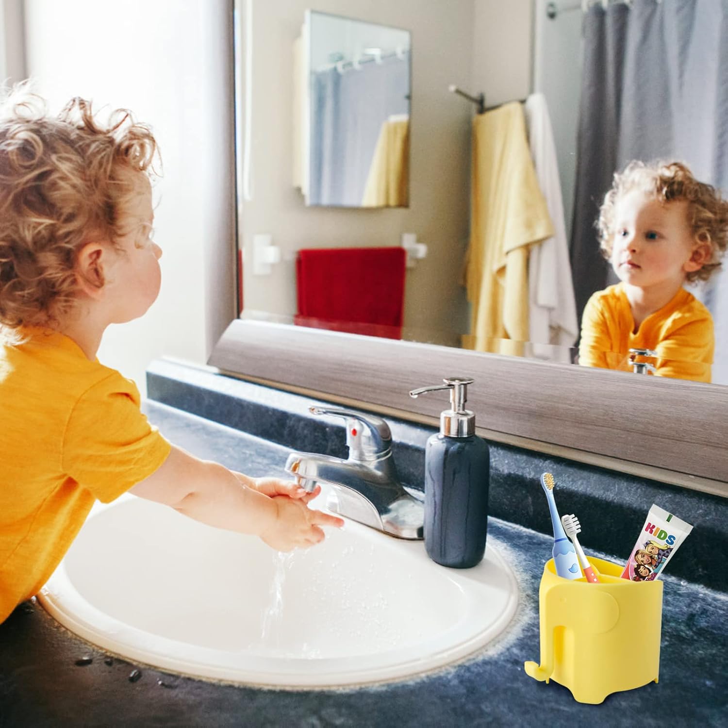 Elephant Toothbrush Holder for Kids with Suction Cup Latex Safety