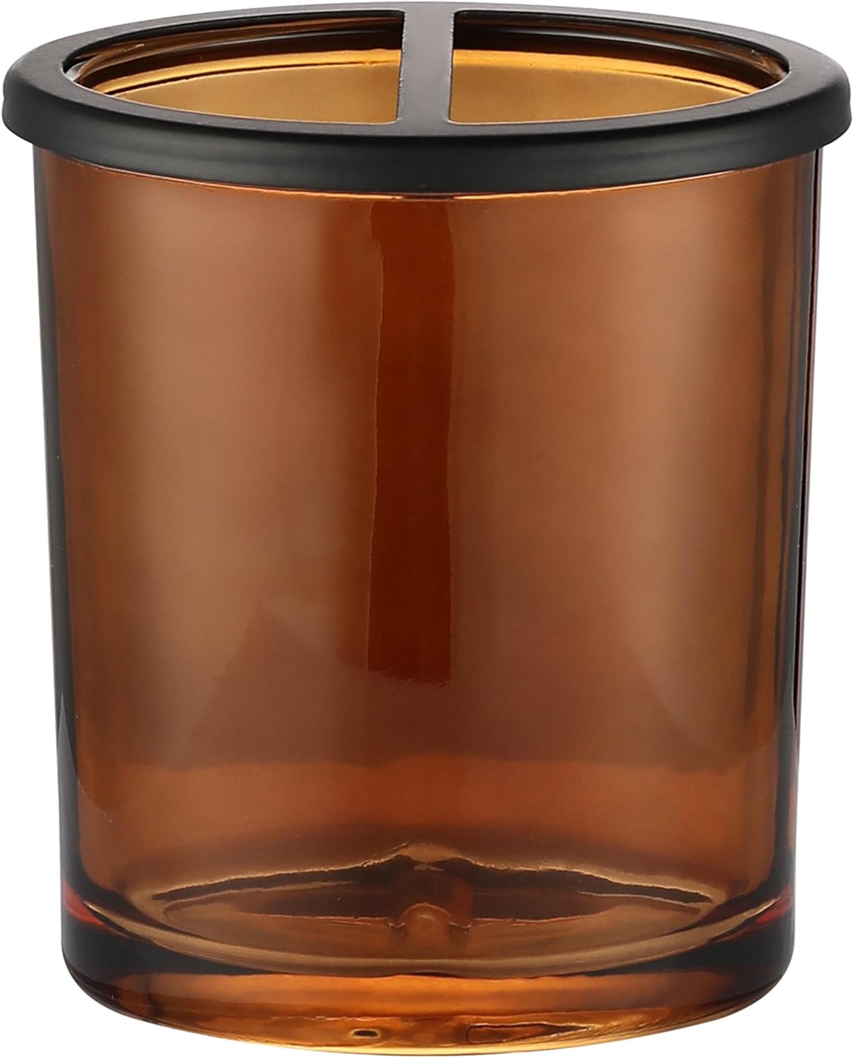 H Halston Amber Wide Glass Toothbrush Holder
