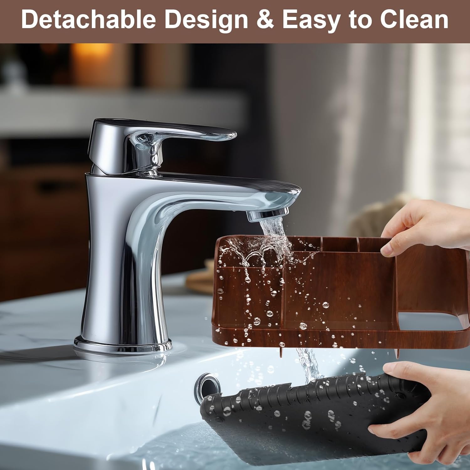 GFWARE Wood Toothbrush Holder with 7 Slots Organizer
