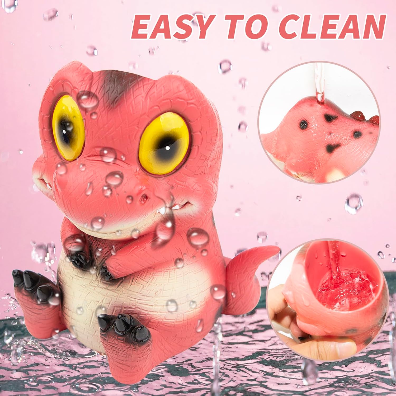 FlidRunest Dinosaur Toothbrush Holder - Pink