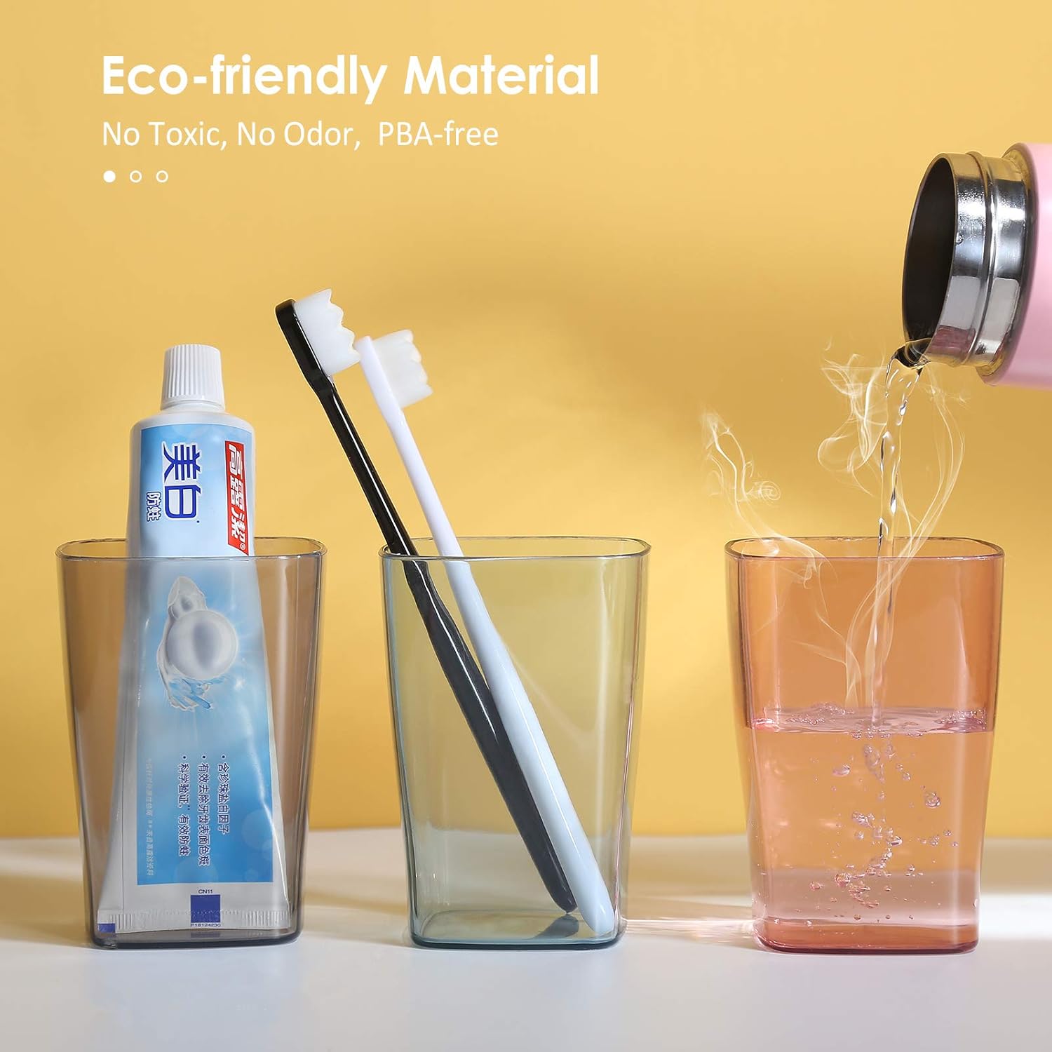 Goowin Wall Mounted Toothbrush Holder with 3 Cups