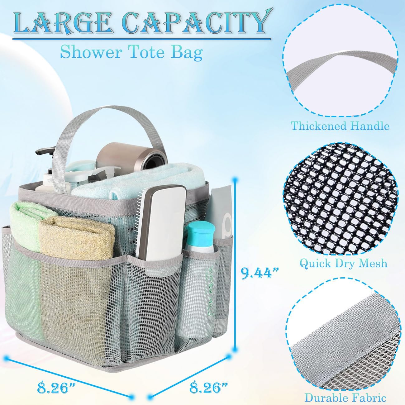 Durable Mesh Showers Caddy for Dorms and More