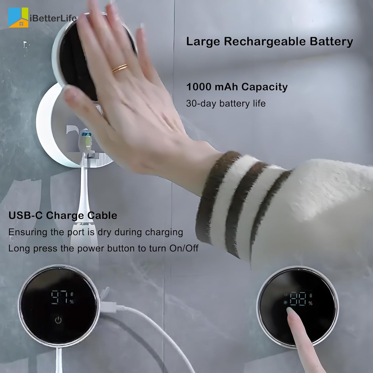 Compact Wall-Mounted Toothbrush Razor Holder with Smart Sensors