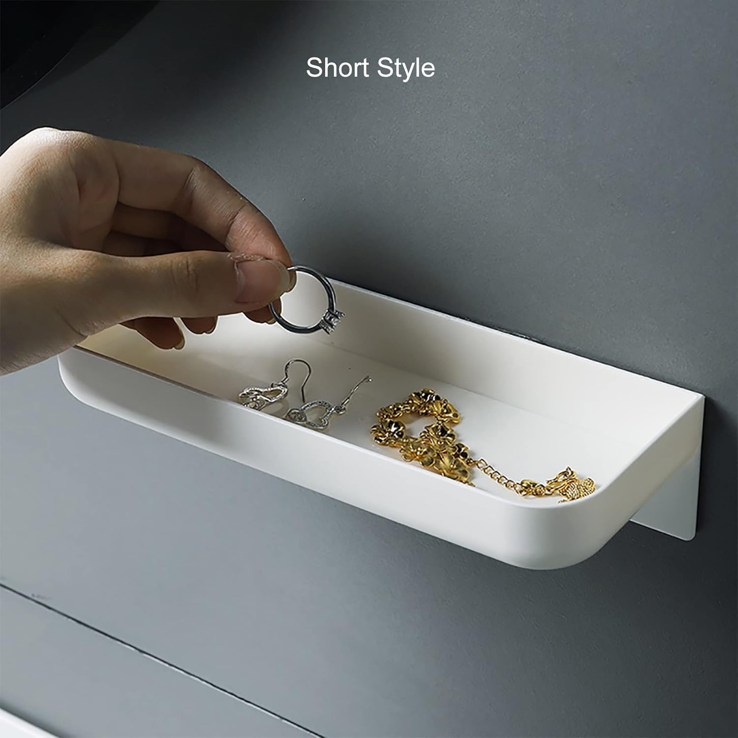 Floating adhesive plastic shower shelf organizer