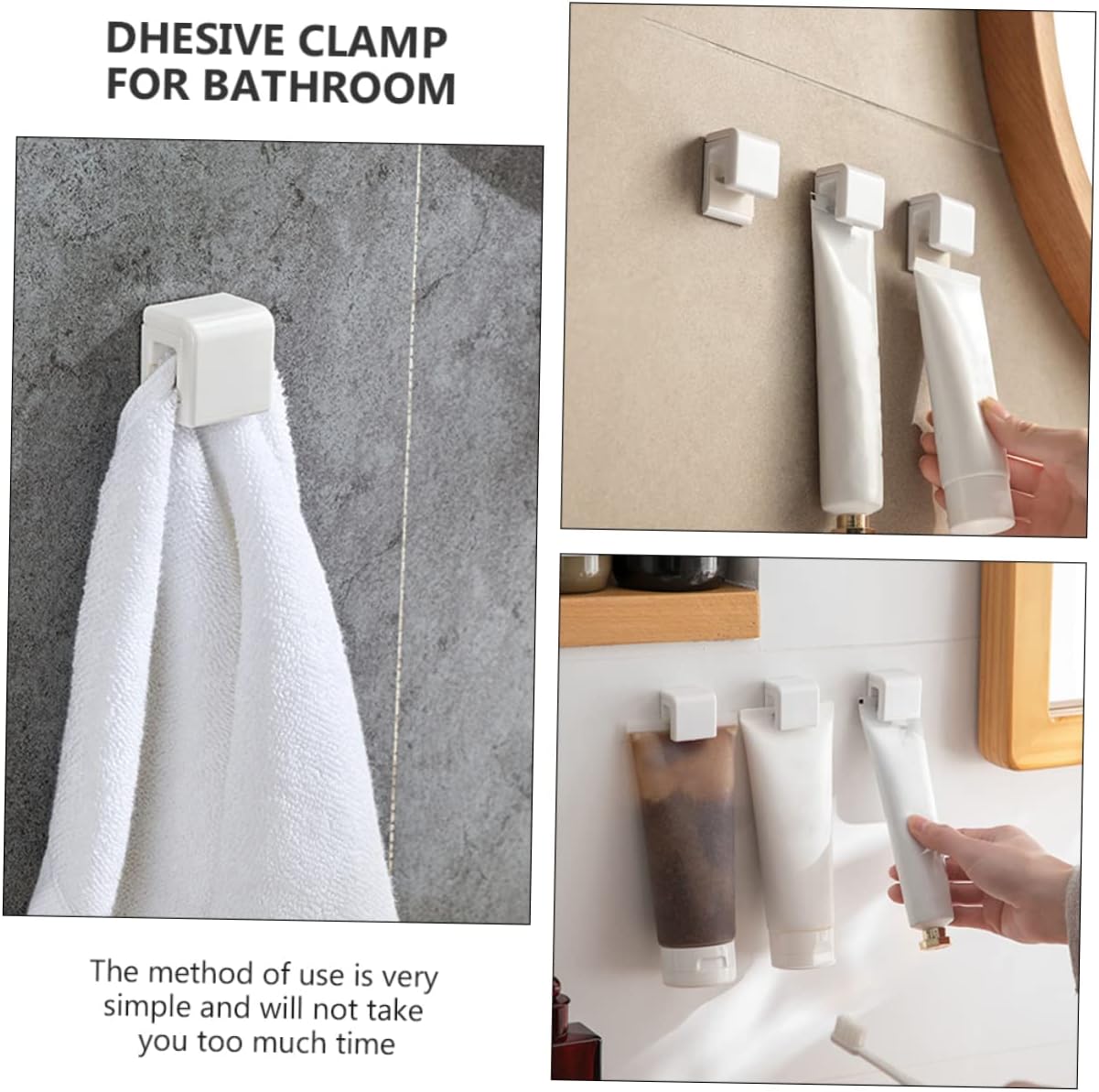 2pcs Self-Adhesive Toothpaste Storage Clip for Bathroom Organizer