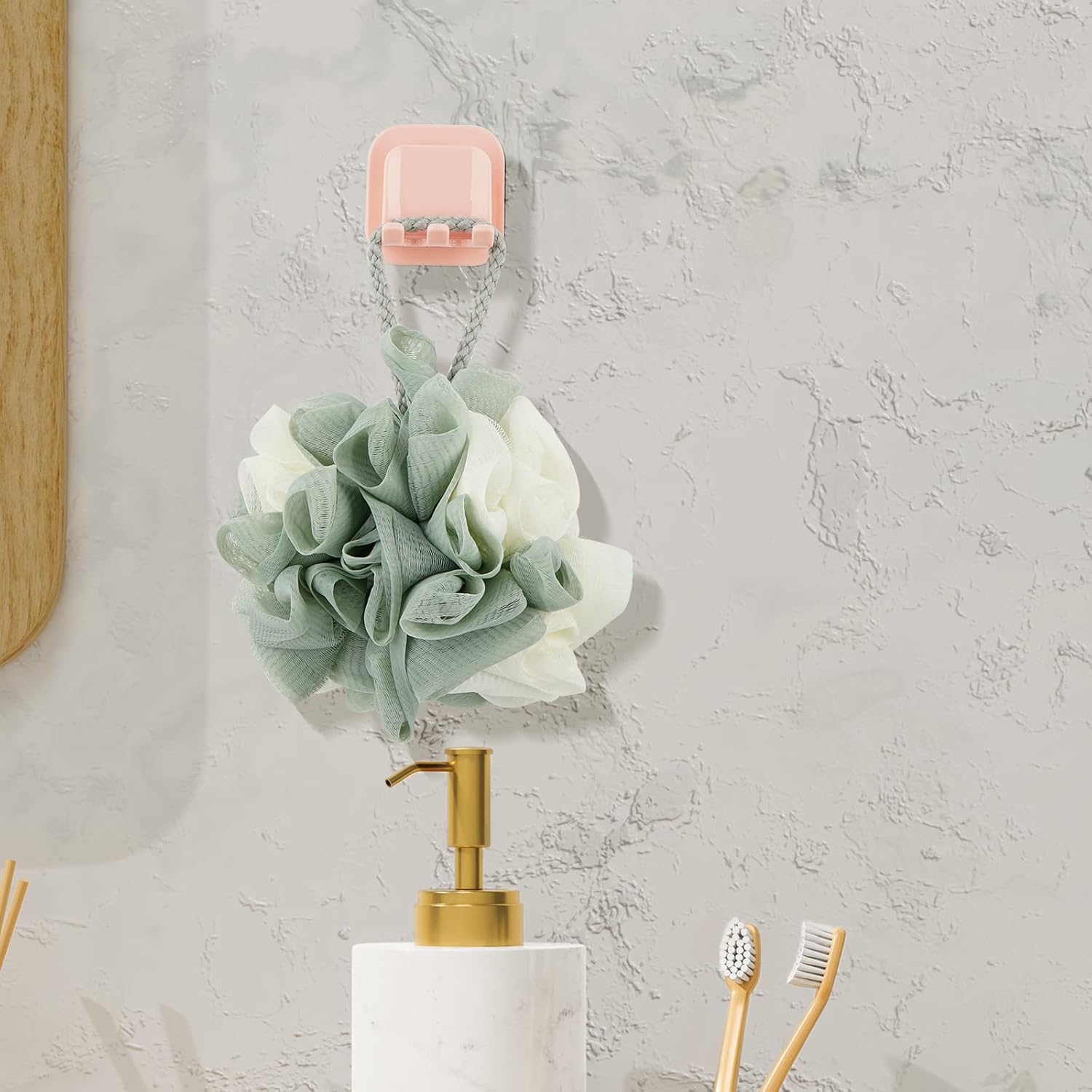 2 PCS Self-Adhesive Toothbrush Holders Wall Mounted Pink