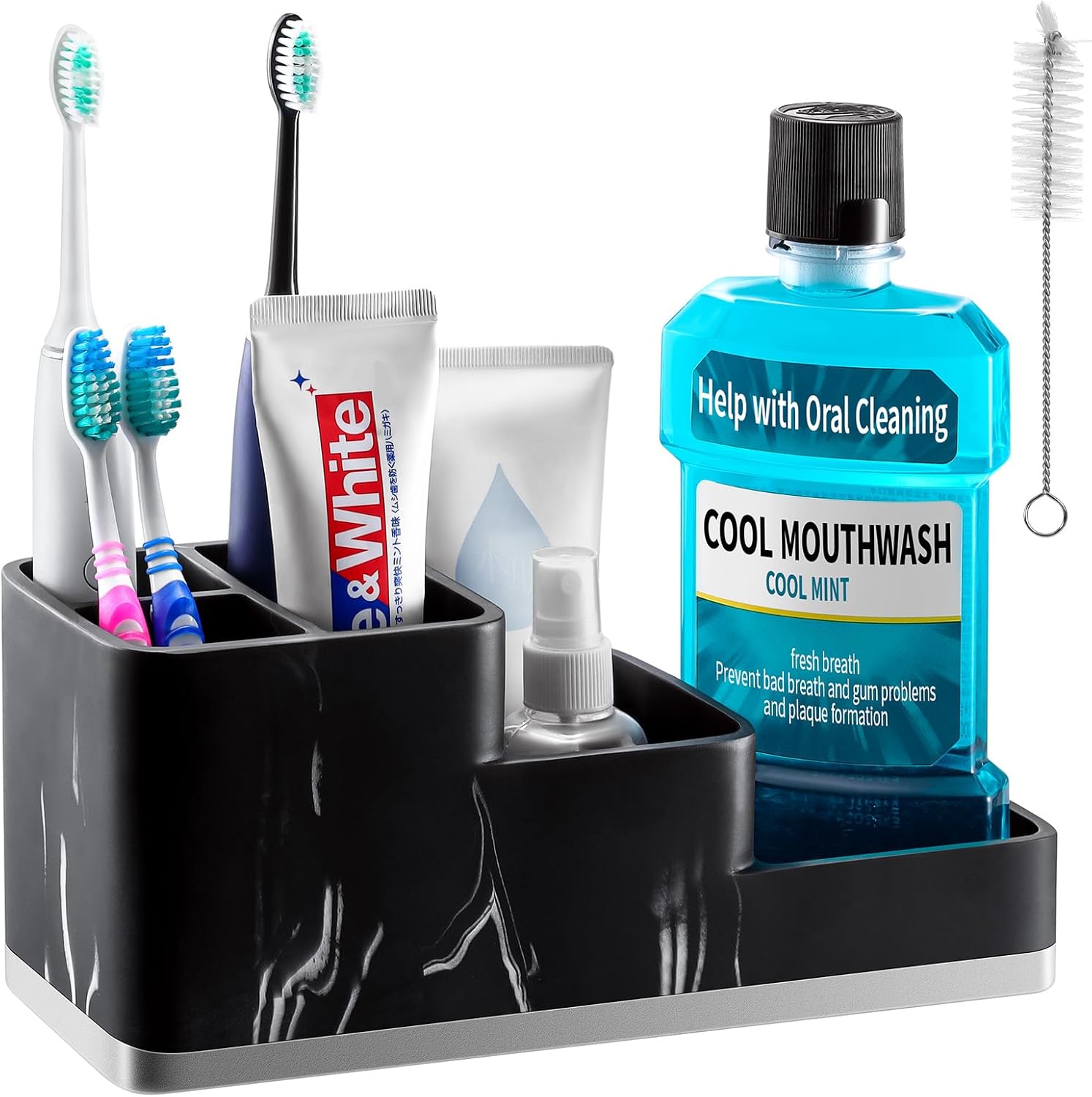 VITVITI Resin Toothbrush Holder 5 Compartment Bathroom Organizer