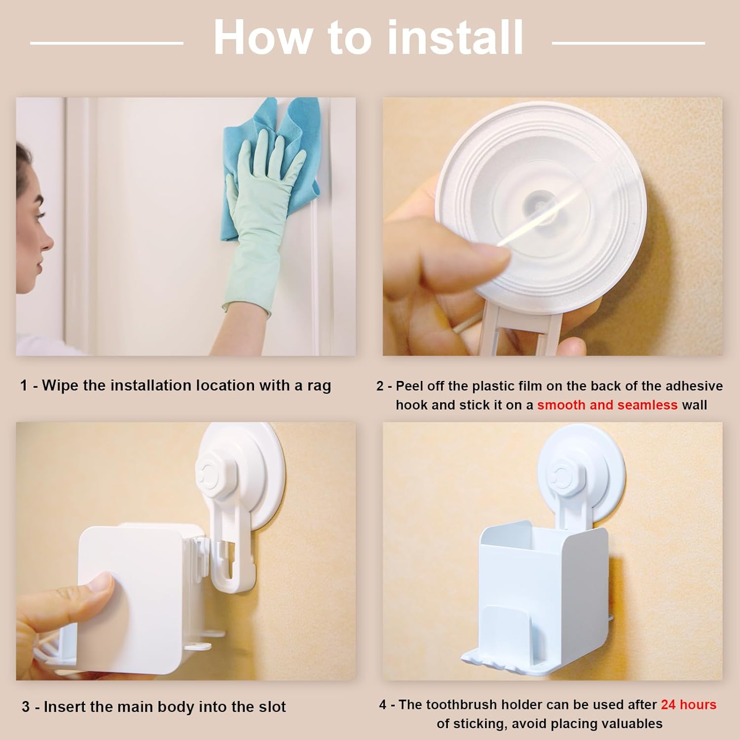 White Compact Wall-Mounted Toothbrush Holder