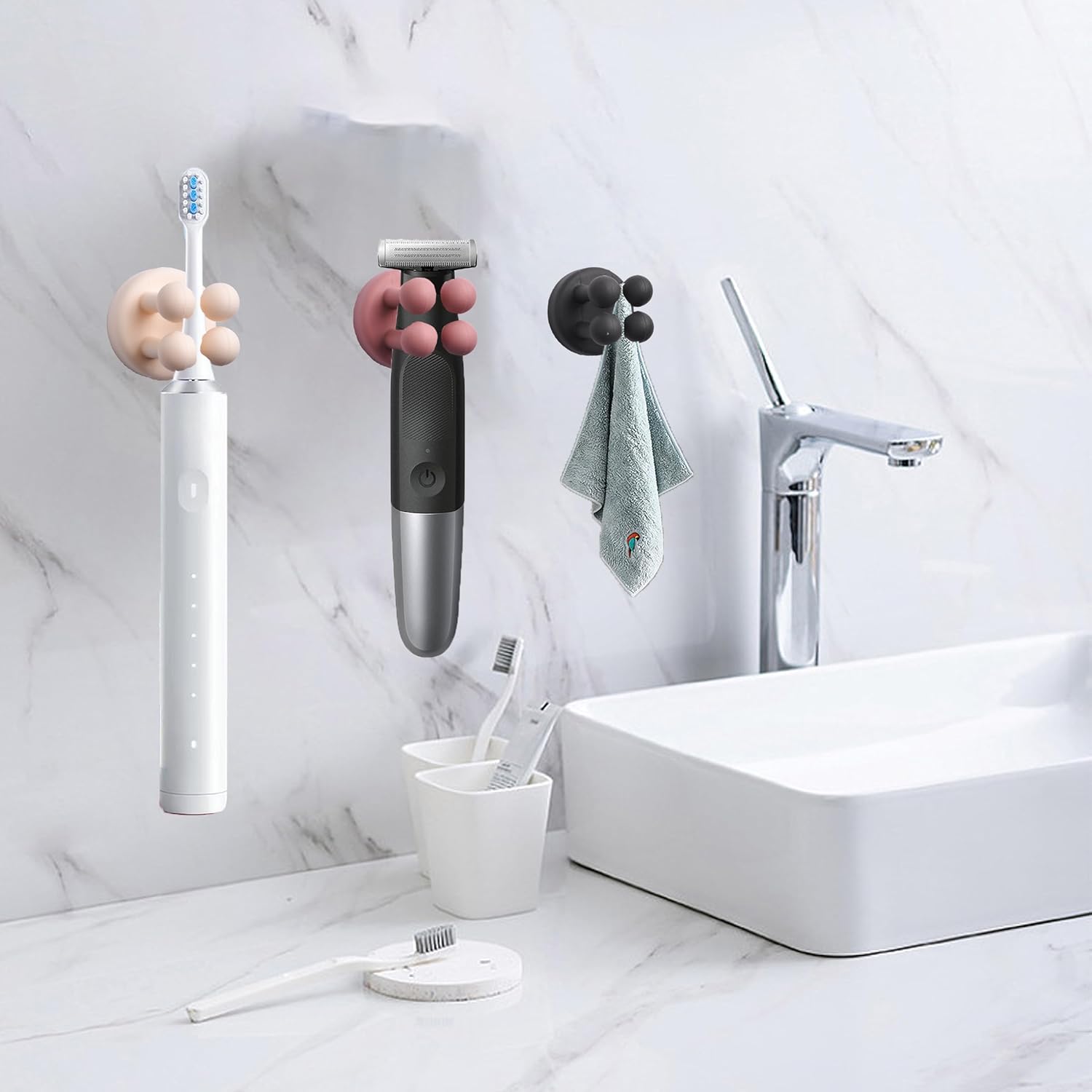 6 Piece Silicone Waterproof Self Adhesive Toothbrush Holder