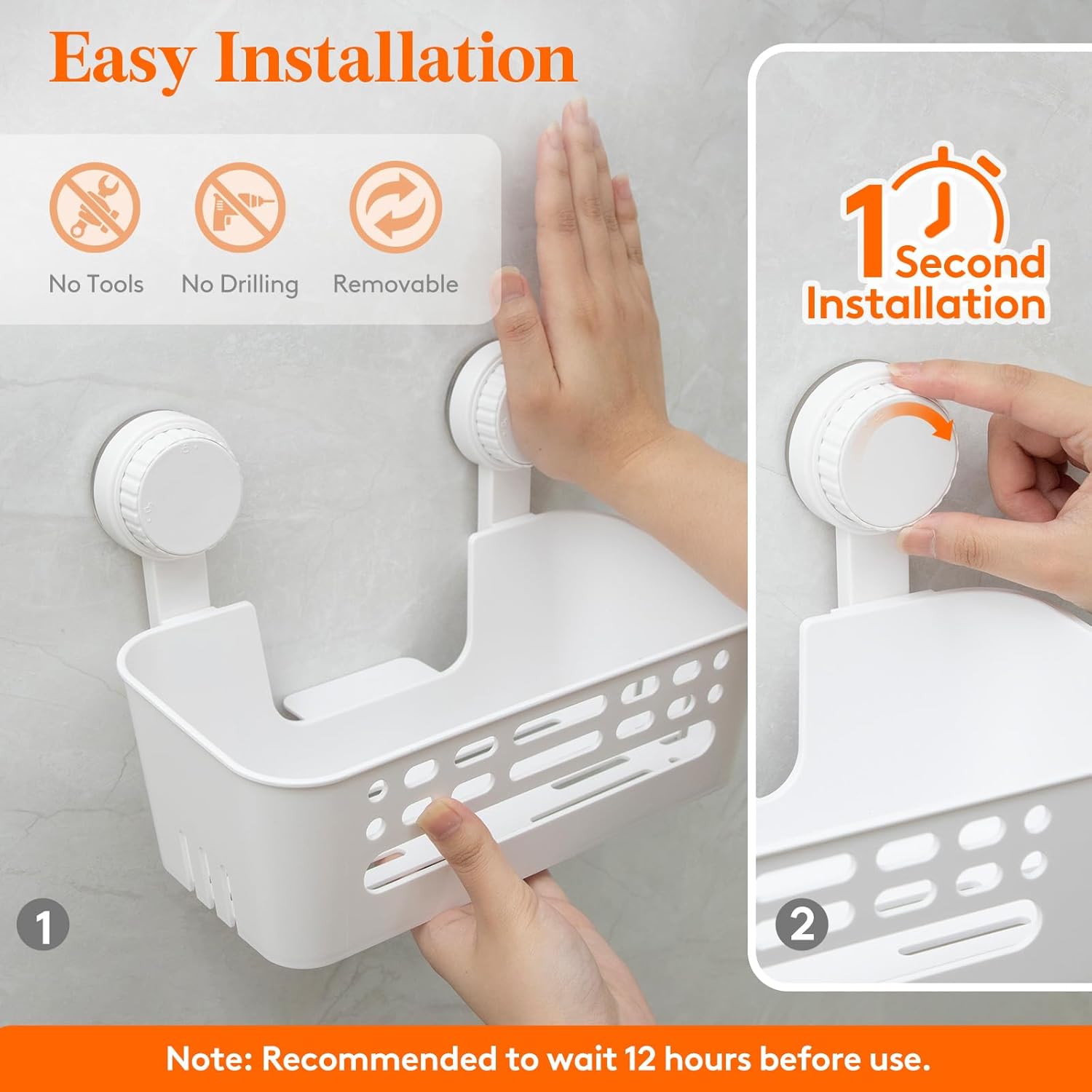 Effortless Suction Cup Shower Caddy