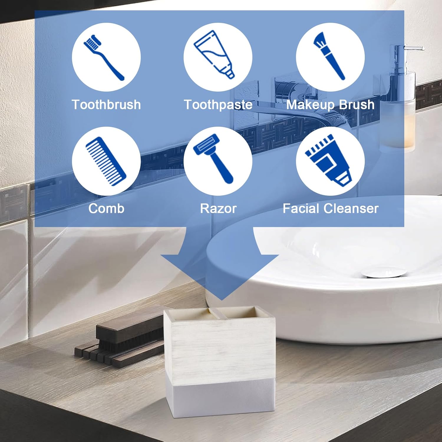 Toothbrush Holder with Anti-Slip Base for Bathroom Countertop Organizer