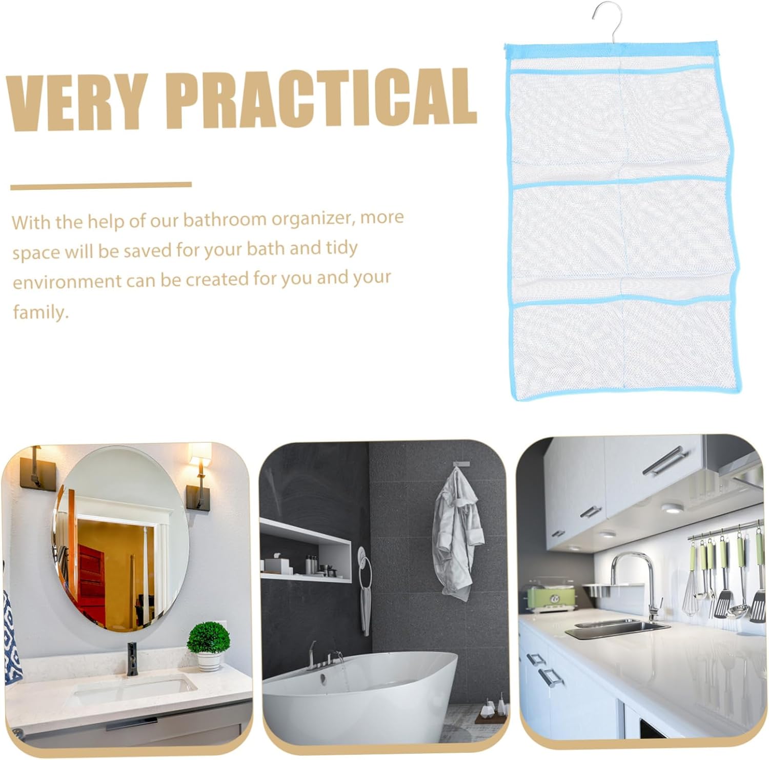 Healifty Mesh Shower Organizer Space Saving Bathroom Accessories
