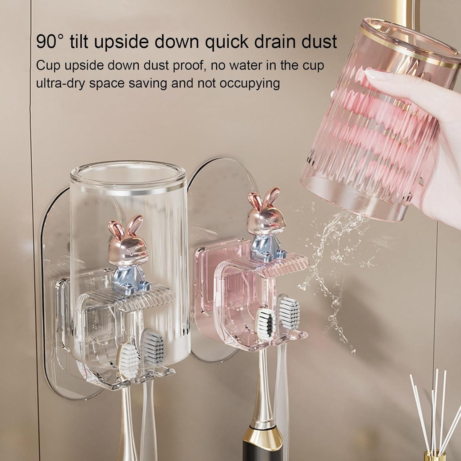 Efficient Wall Toothbrush Mouthwash Bracket Pink