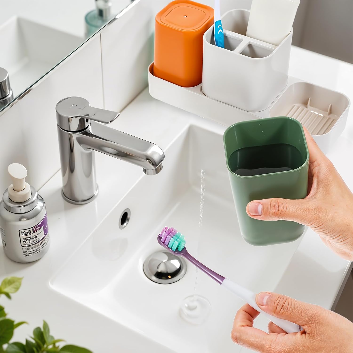 Toothbrush Holder Set w 2 Cups w Kids Design for Adults Kids
