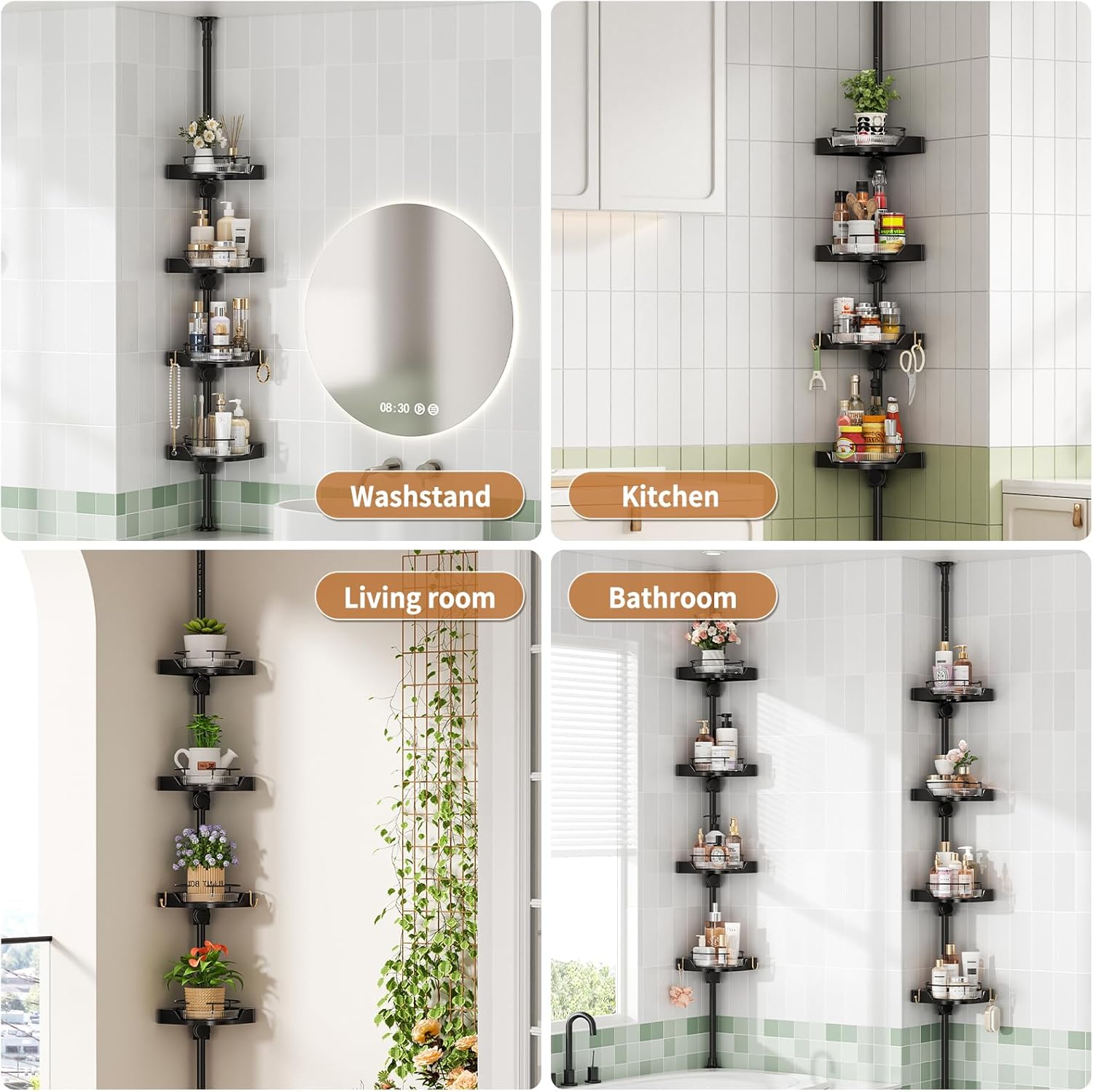 YCIADONE Corner Showers Tension Pole Bathroom Organizer