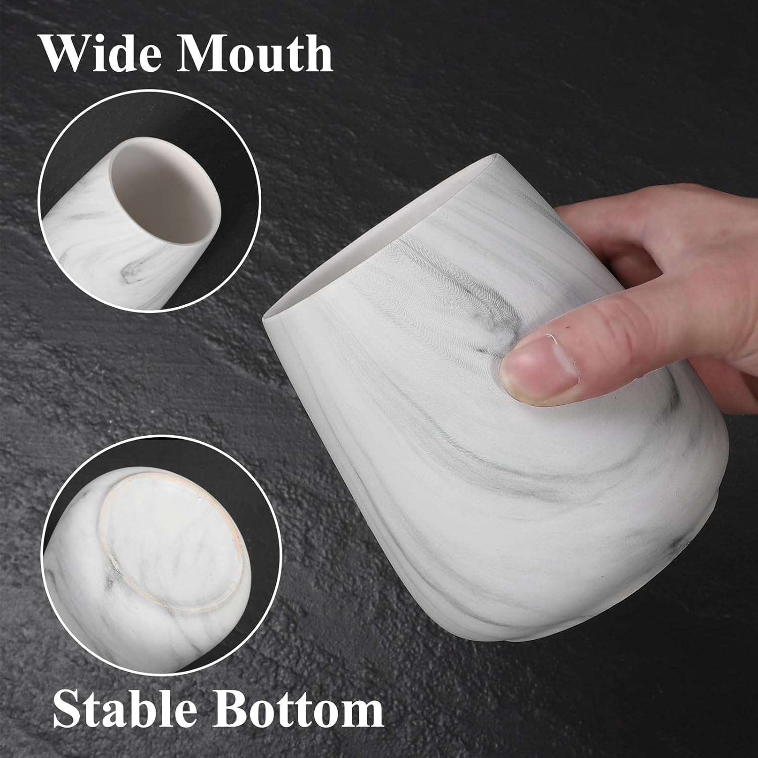 2Pcs Marble White Ceramic Toothbrush Holder Set