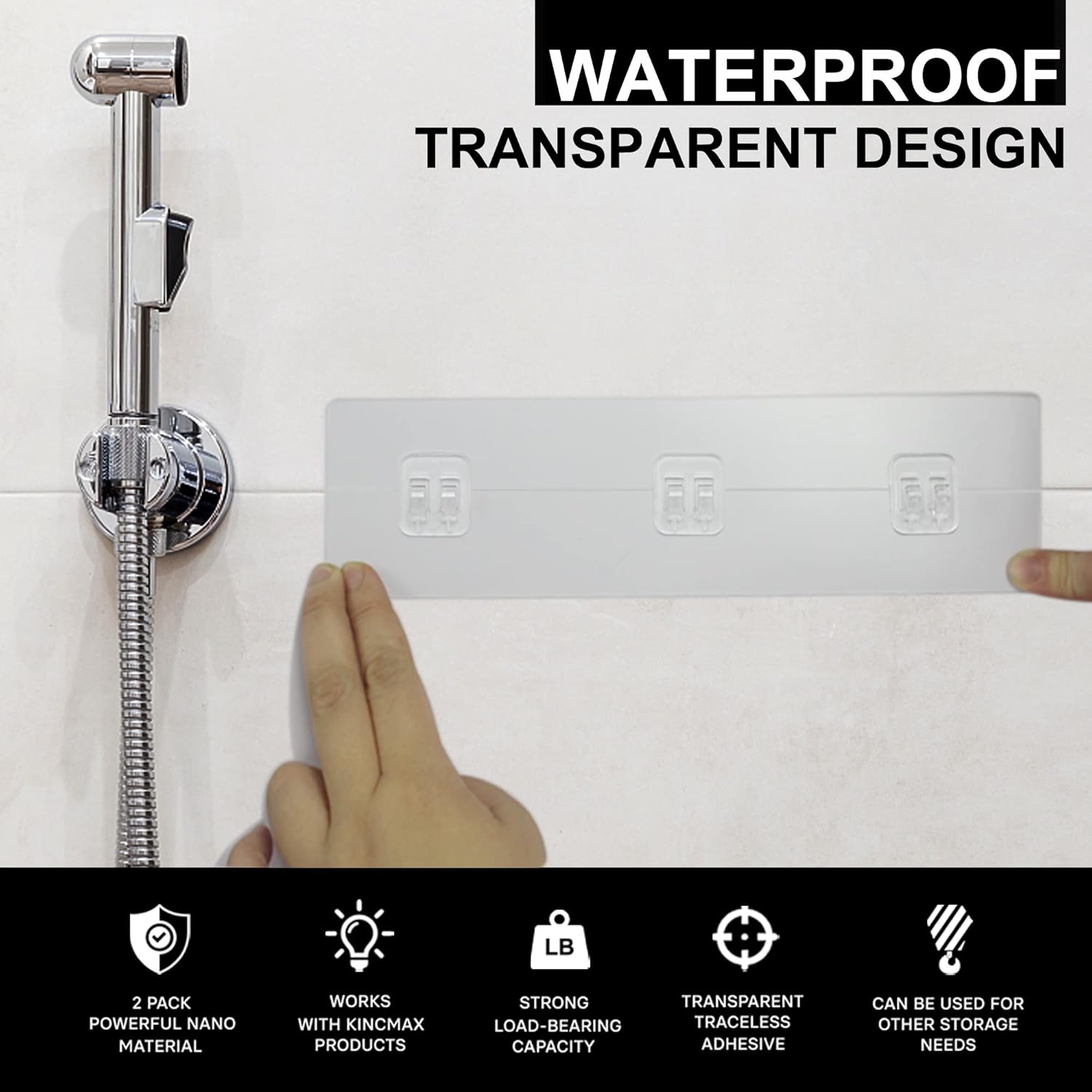 Shower Caddy Shelf with Hooks 4-Pack Adhesive