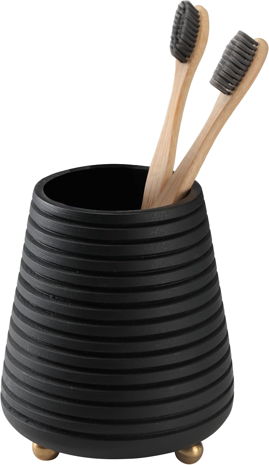 Folkulture 4x3 Wood Toothbrush Holder Black