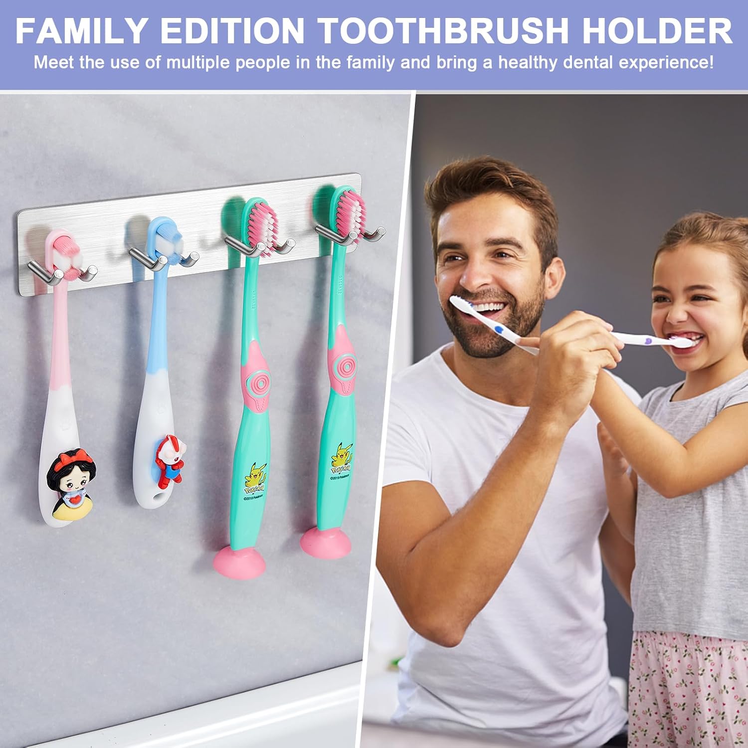 Sturdy Stainless Steel Toothbrush Holder with 3M Adhesive for bathrooms