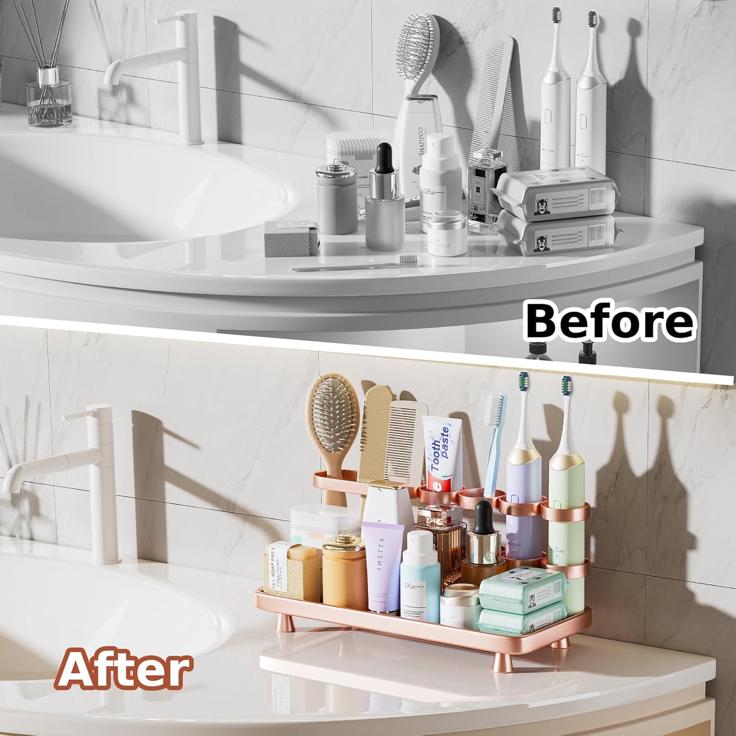 Electric Toothbrush Holder - Rose Gold Design for Clean and Convenient Daily Use