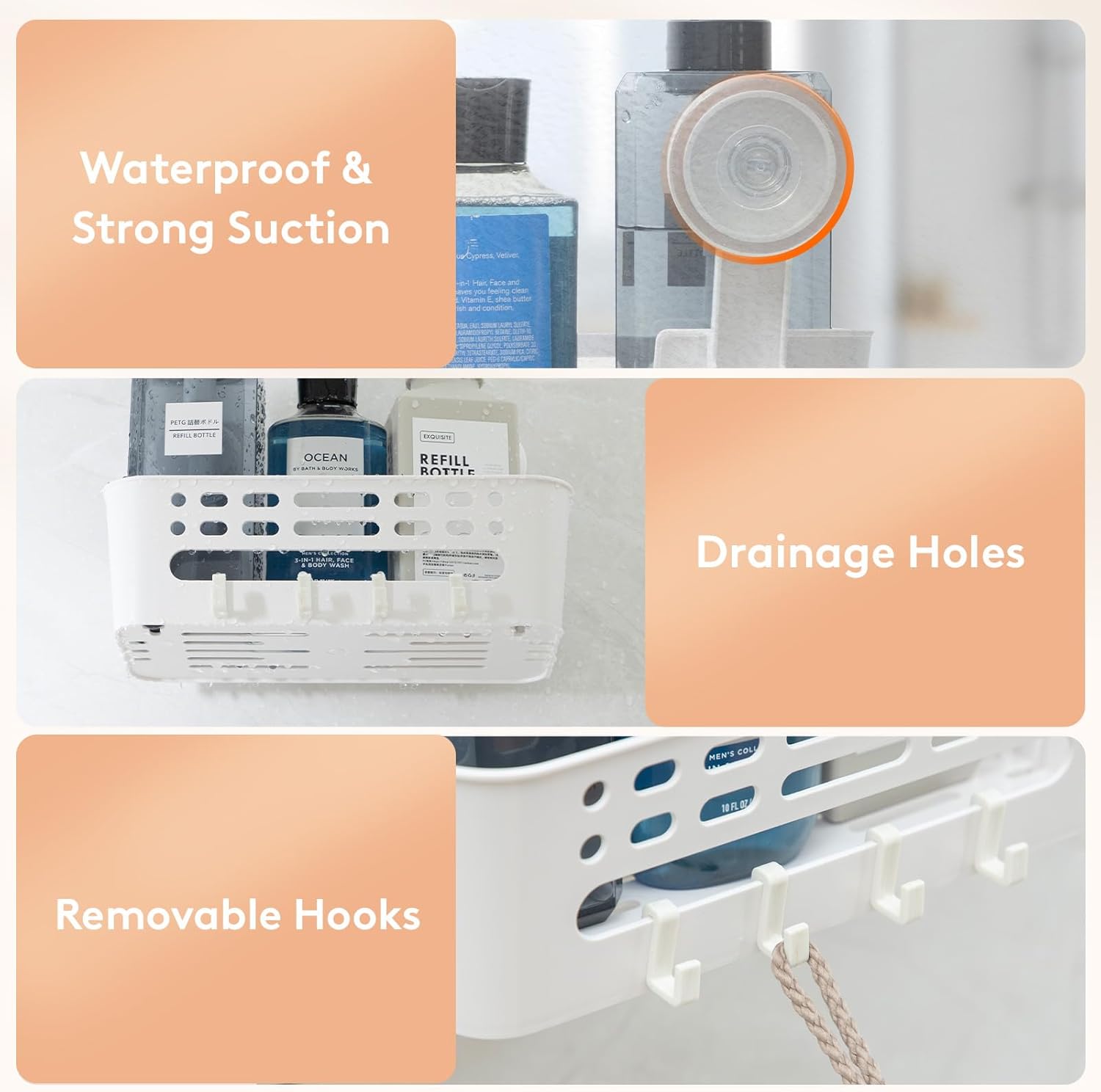 Effortless Suction Cup Shower Caddy