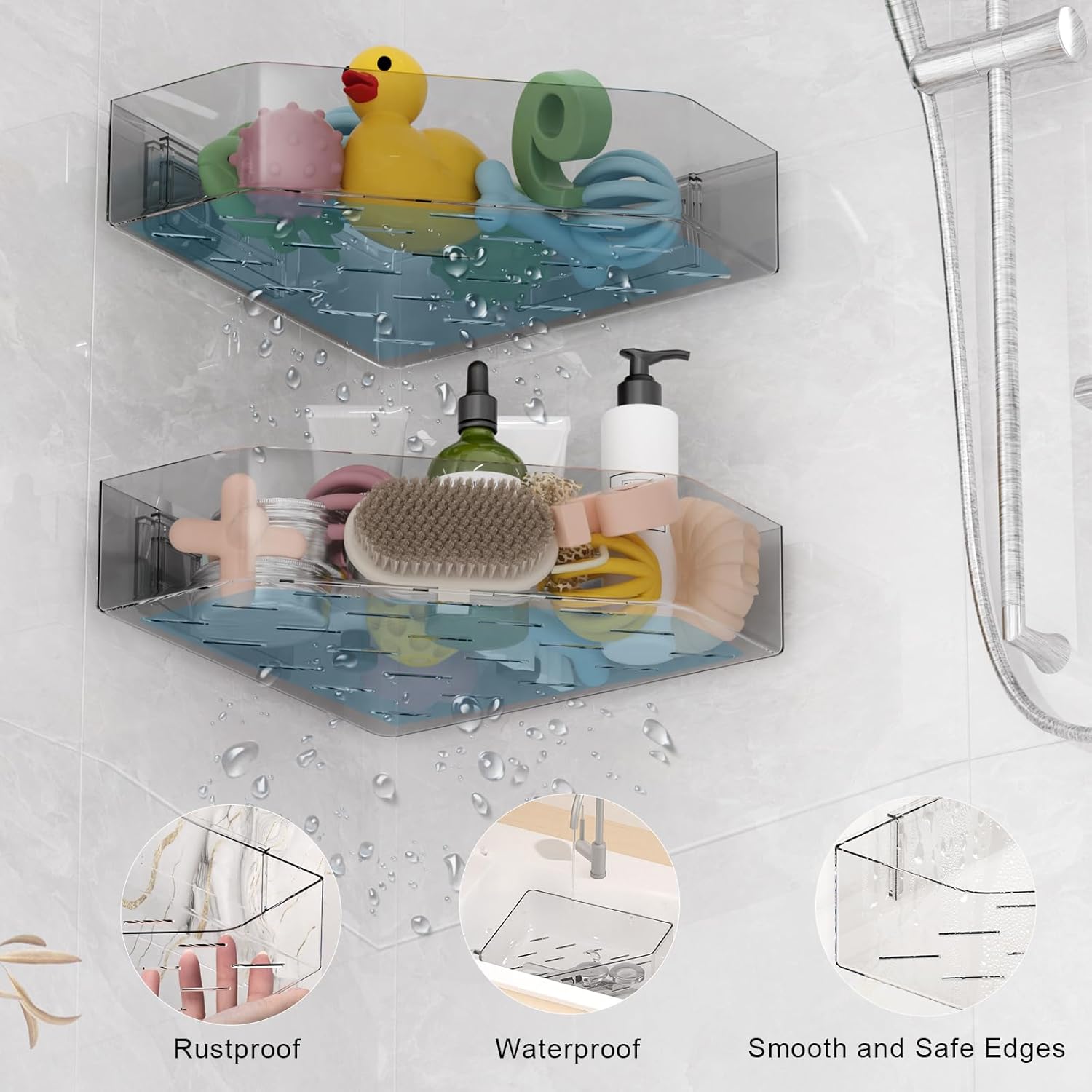 Durable Grey Bath Toy Organizer 2-Pack