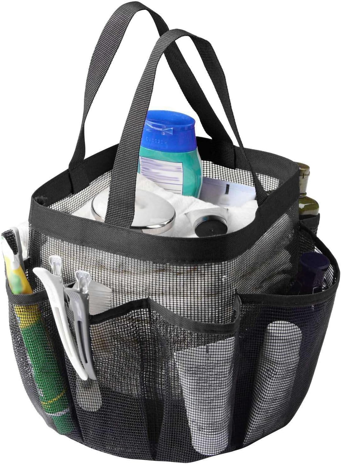 LKOP 2 Pack Mesh Shower Caddy with 8 Pockets Black