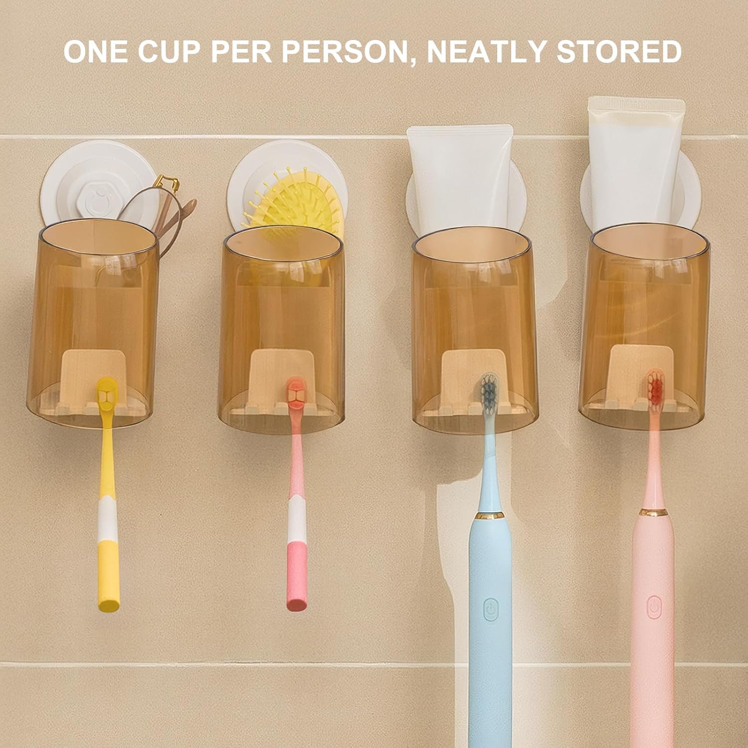 White Compact Wall-Mounted Toothbrush Holder