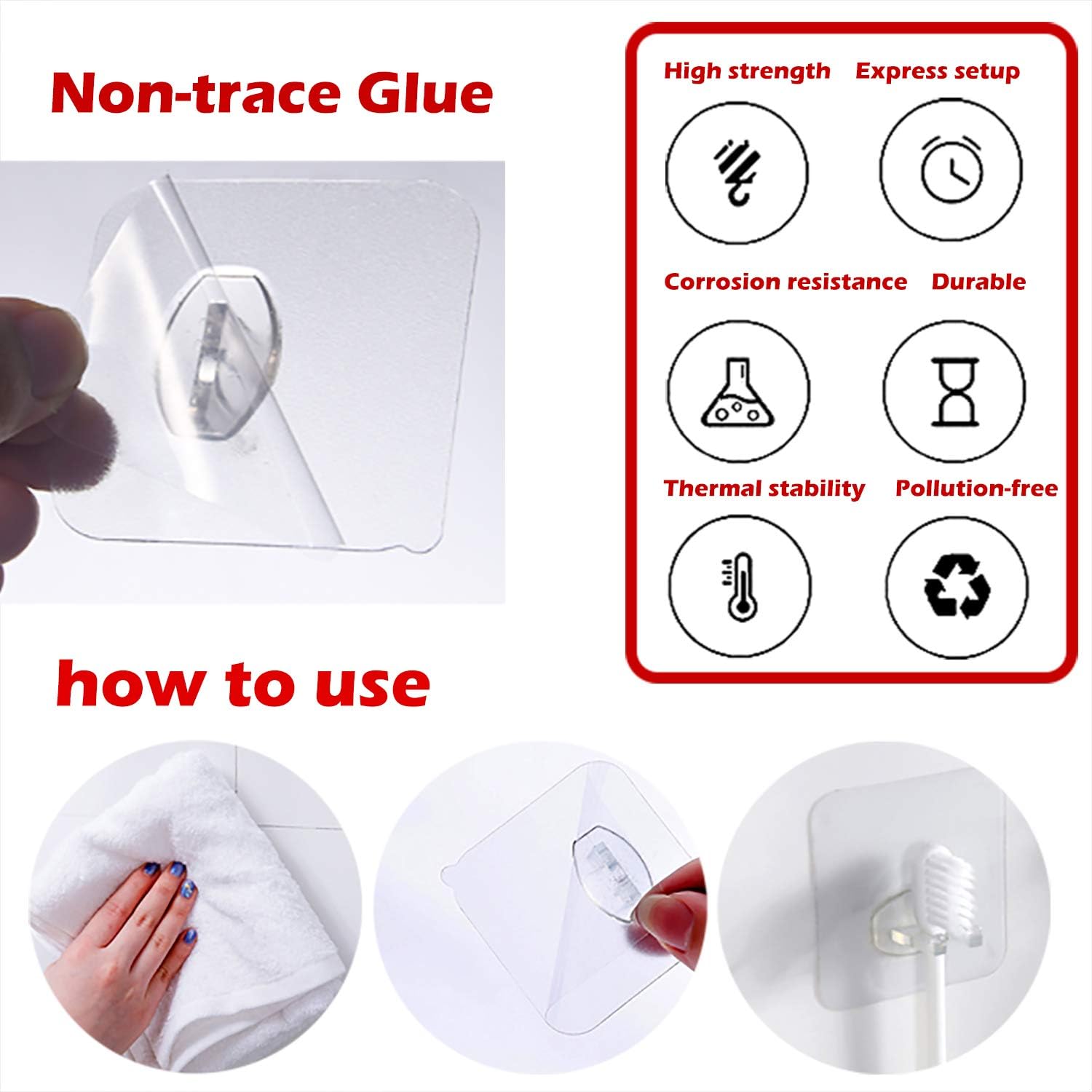Guatbsecure 6PCS Adhesive Toothbrush Holder