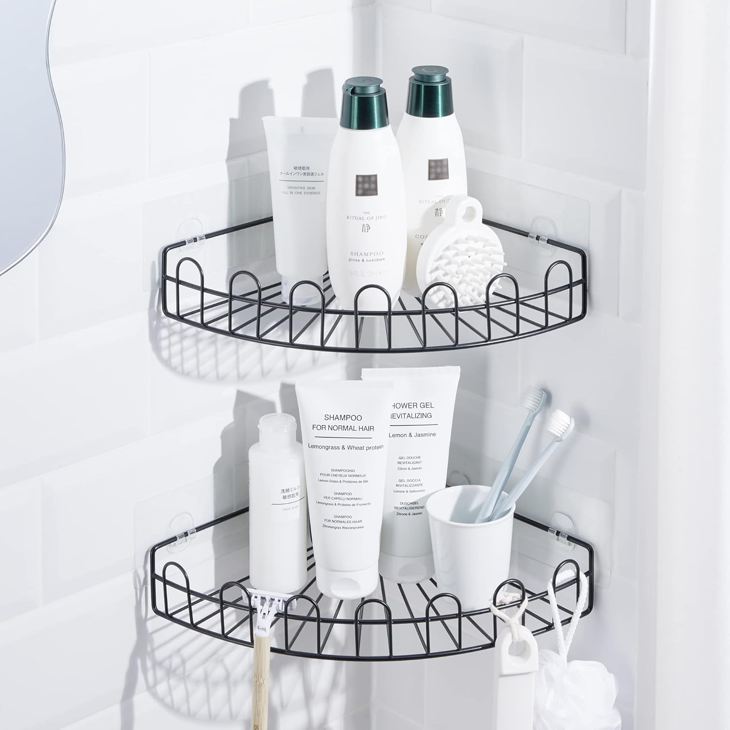 KINCMAX Corner Shower Caddy 2-Pack Matte Black 1