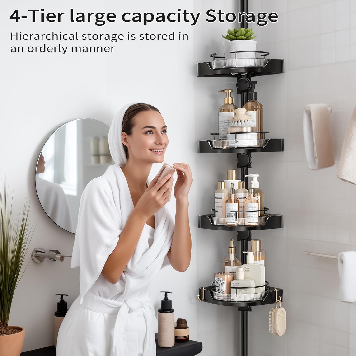 YCIADONE Corner Showers Tension Pole Bathroom Organizer