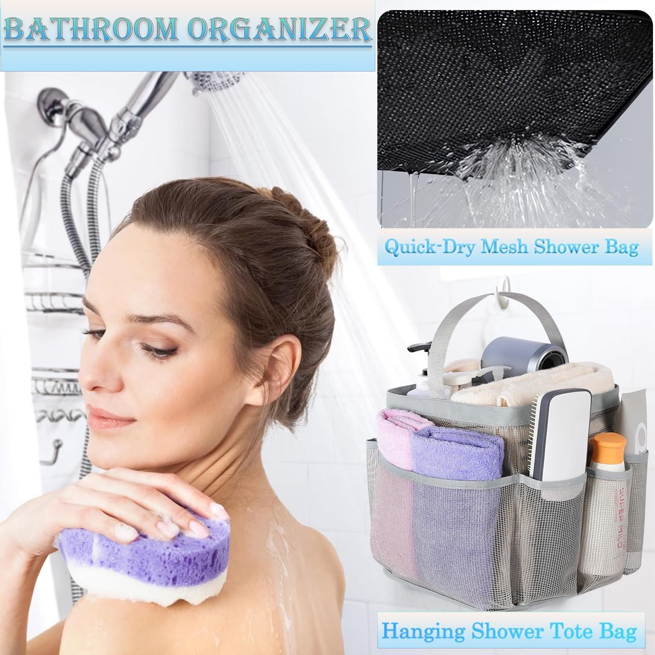 Durable Mesh Showers Caddy for Dorms and More