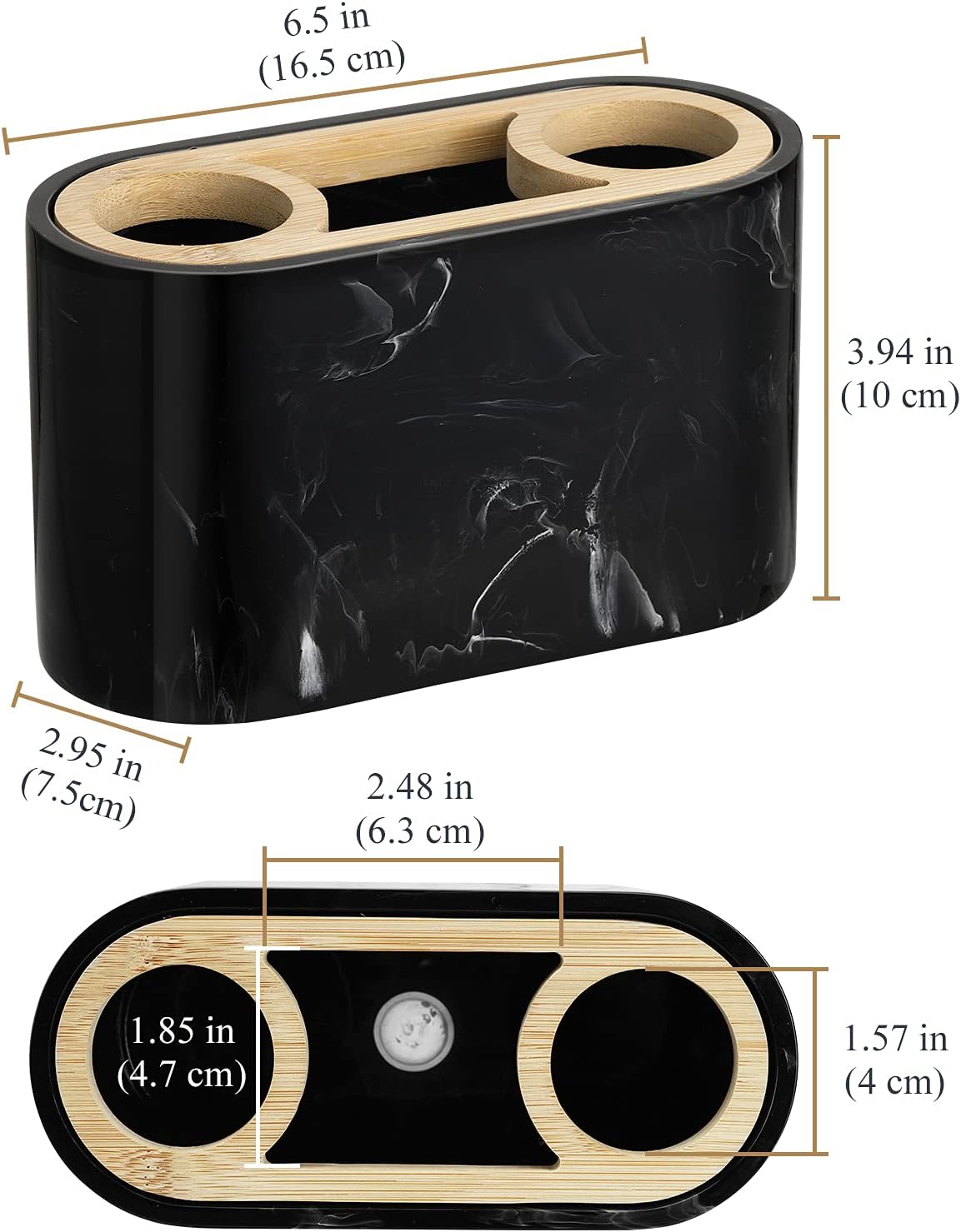 Shinowa Toothbrush Holder with Drainage Marble and Bamboo Design