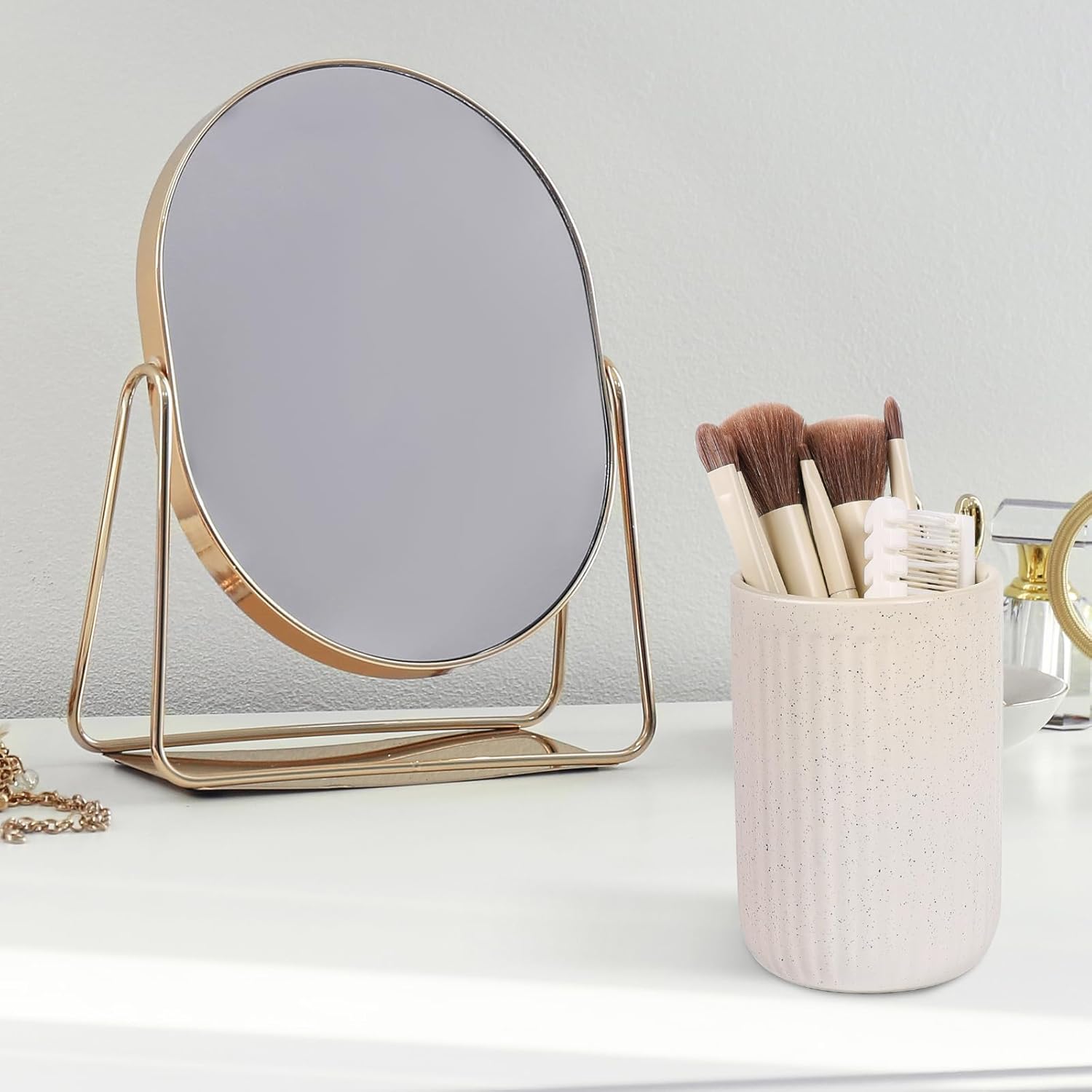 BosilunLife Ceramic Toothbrush Holder - 12oz Beige